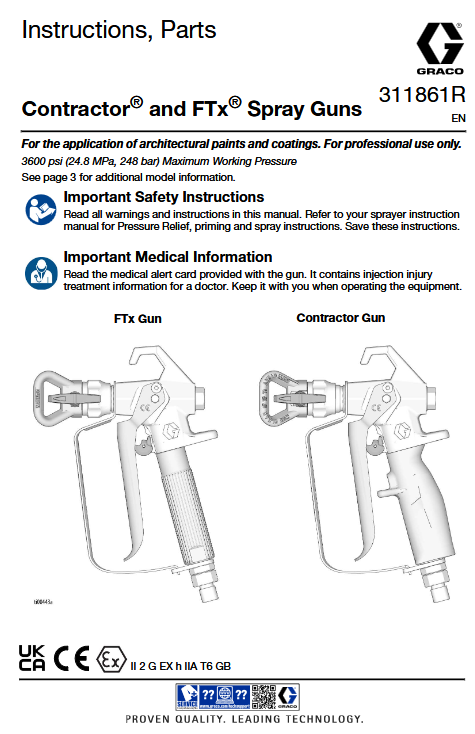 FTx Airless Spray Gun, RAC X, BlueMax II Airless Hose, 6.35 mm x 15 m